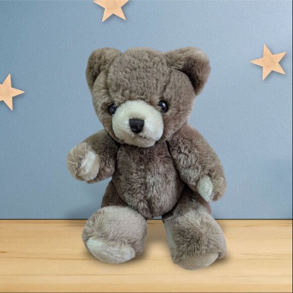 Vintage 1986 Brown Plush Teddy Bear - Polyester Fiber Stuffed Animal Collectible - Picture 2 of 8